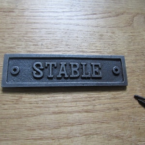 STABLE Solid Cast iron vintage rustic plaque sign notice plate Wall door sign plaque emblem gift