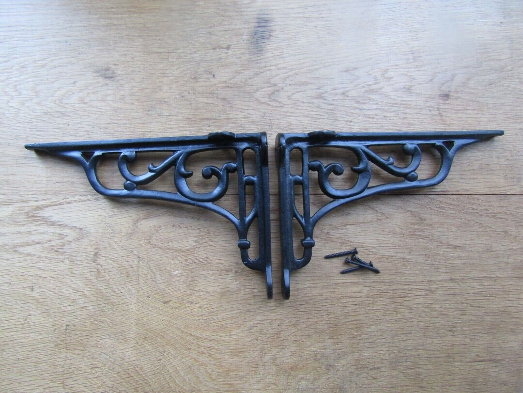 PAIR of Rustic Iron Shelf Brackets Scaffold Antique Vintage 6 X 9