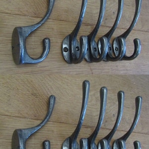 Iron rustic coat hook Antique Vintage old style Cast iron victorian Hat & coat hooks peg hanger Antique iron PACK OF 10 HOOKS