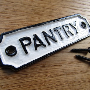 Rustic iron plaque sign PANTRY Solid Cast iron vintage notice plate Wall door sign plaque emblem gift
