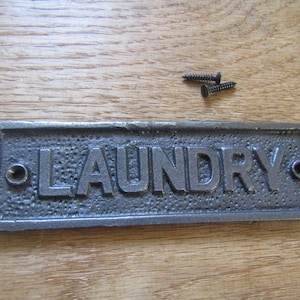 LAUNDRY  Solid Cast iron vintage rustic plaque sign notice plate Wall door sign plaque emblem gift
