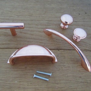 Kitchen cabinet handle cupboard drawer cup pull knob retro upcycle restoration Furniture fittings Rose gold/polished copper