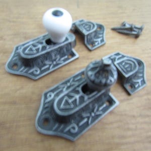 Rustic Iron Door latch catch vintage old style Rustic retro Victorian style furniture cupboard door slide lock latch decorative