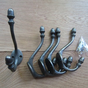 Cast iron Rustic Hat & coat hook vintage old English style Victorian retro pegs Antique iron finish
