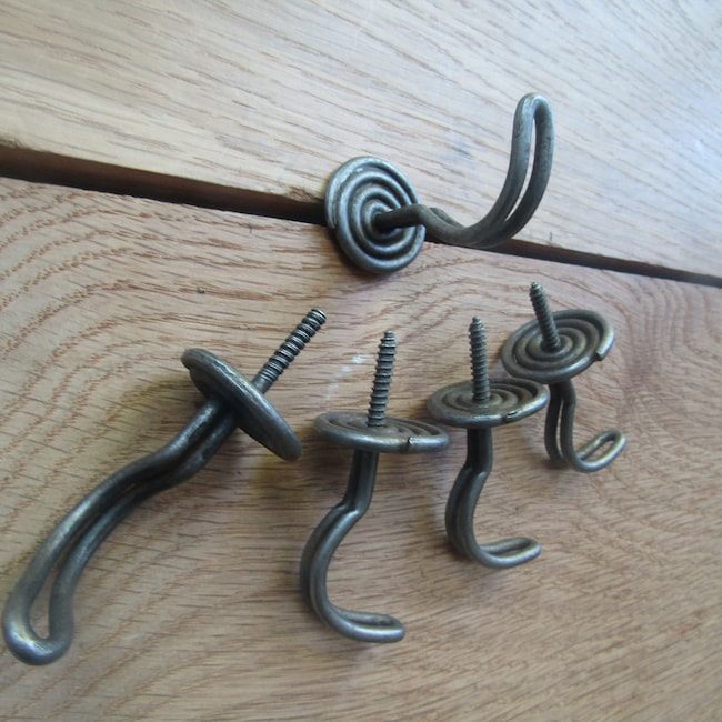 Rustic Mug cup hooks vintage retro old style industrial Kitchen hanging hooks pegs Antique iron finish