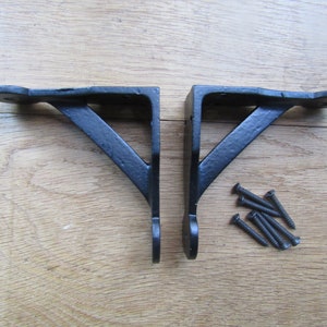 PAAR rustieke ijzeren plankbeugels steiger antiek vintage 4&quot; BLACK PENNY eindgalg ironbridge oude retro plankbeugels