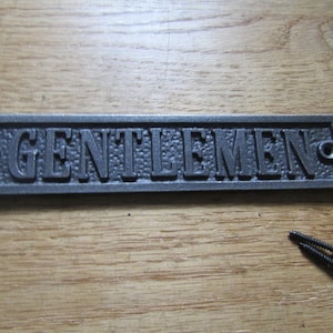 Rustic iron plaque GENTLEMEN Solid Cast iron vintage rustic plaque sign notice plate Wall door sign plaque emblem gift