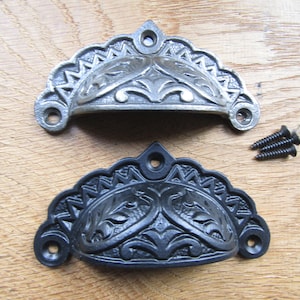 Rustic iron CUP SHELL handle cabinet handles vintage cabinet ornate handle cupboard drawer cup pull decorative retro upcycle restoration