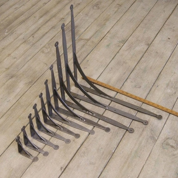 ENKELHAND GESMEED smeedijzeren smid rustieke vintage industriële steiger plank beugels galg rekken beugels Penny End