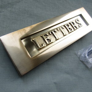 Door Letter plate SOLID BRASS vintage old style sprung Victorian door letter plate letter box postal plate cover