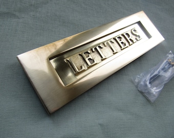 Door Letter plate SOLID BRASS vintage old style sprung Victorian door letter plate letter box postal plate cover