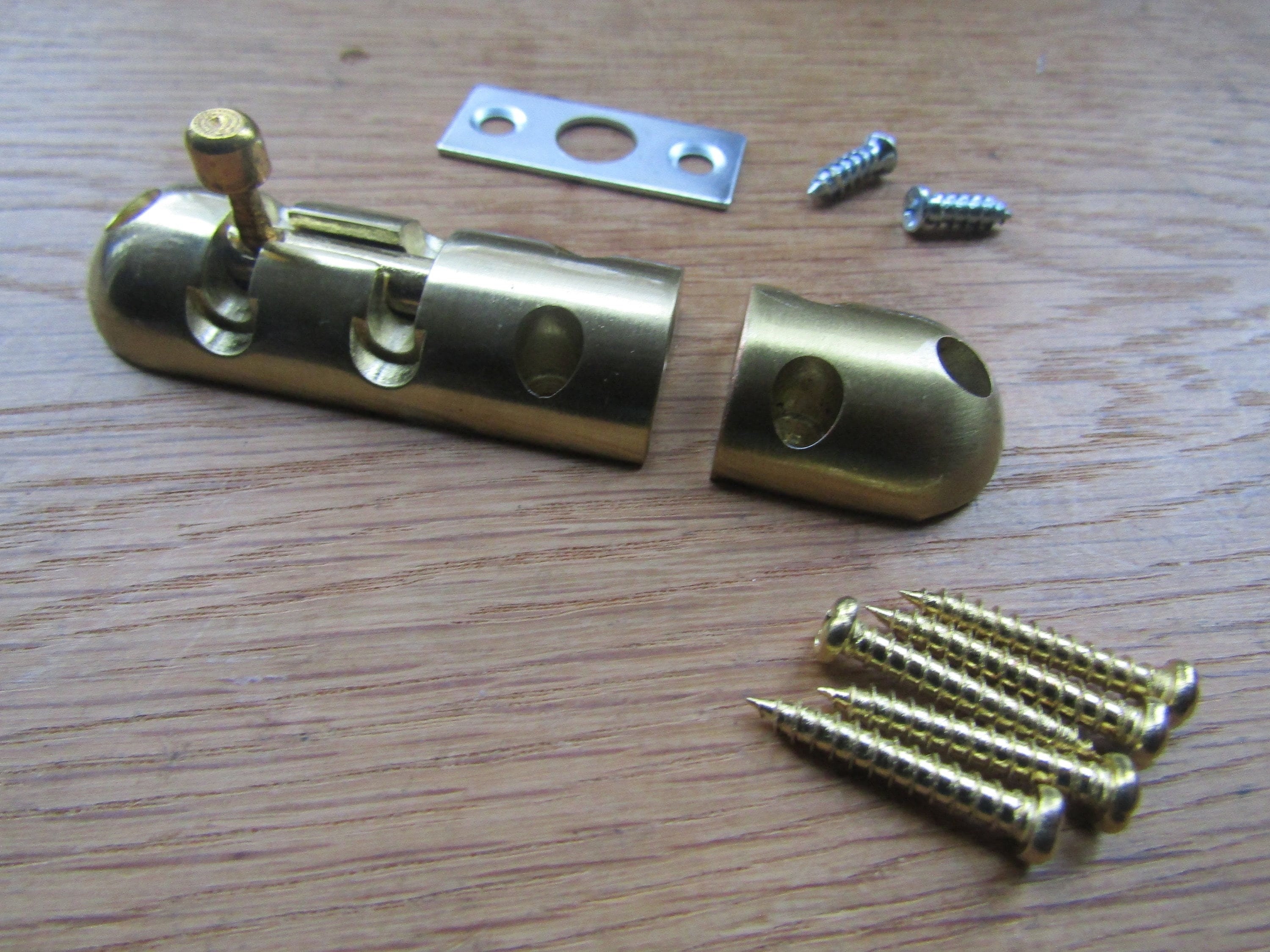 Pack of 2 SMALL BRASS CAPSULE door bolt Slide bolt Bathroom Toilet Shed Door Lock Catch Latch