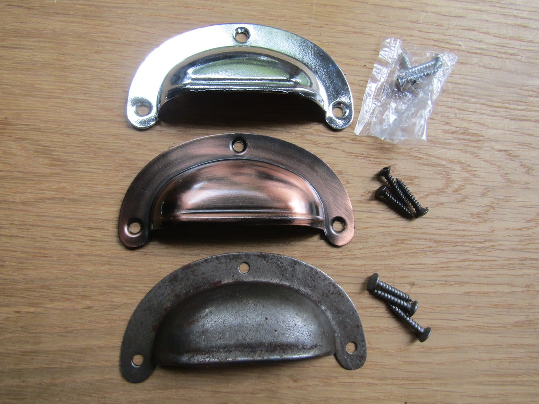 Retro Rustic Shell Handle Cupped Cup Pull Drawer Antique Vintage ...