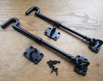 Ganci in ferro battuto forgiati a mano da fabbro, stile vintage rustico, trave da cucina, confezione da 5, finitura ferro anticato - Italia