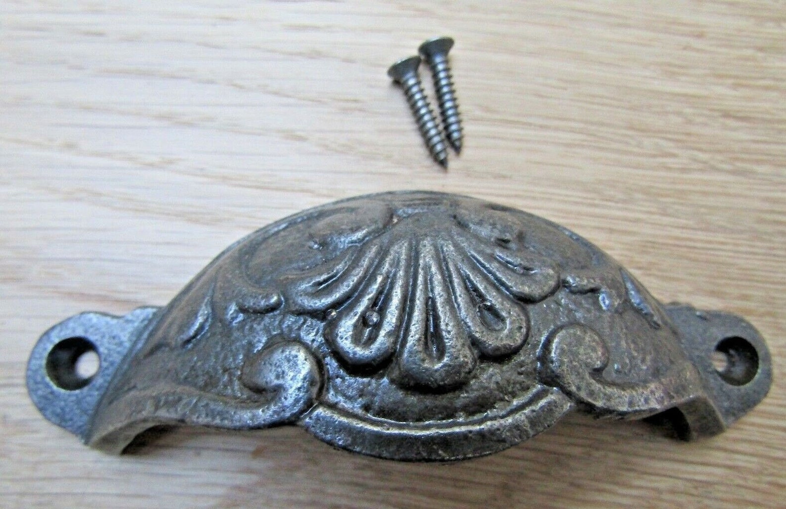 FLORAL CUP HANDLE Vintage Cabinet Handle Cupboard Drawer Shell Pull ...