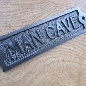 Rustic iron plaque MAN CAVE Solid Cast iron vintage rustic plaque sign notice plate Wall door sign plaque emblem gift