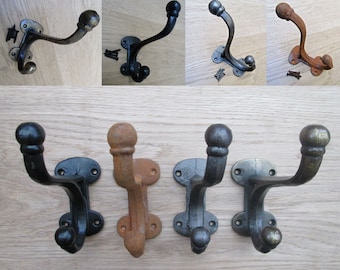 LARGE HALLSTAND BALL tip Rustic Cast iron Robe Hat and coat hooks vintage old English Victorian retro pegs Antique brass/ iron/black/Rust