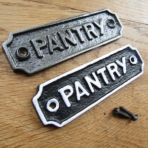 Rustic iron plaque sign PANTRY Solid Cast iron vintage notice plate Wall door sign plaque emblem gift