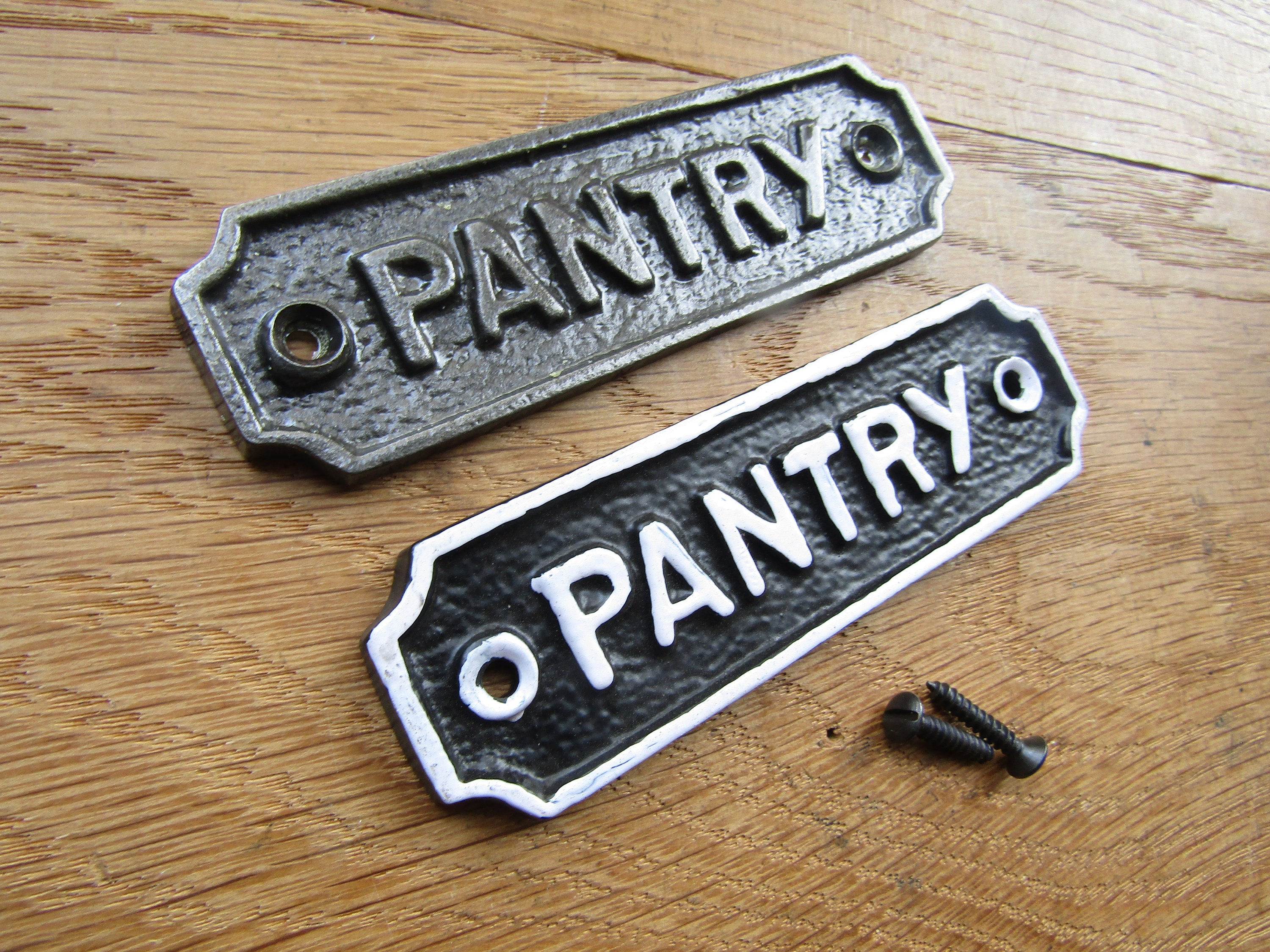 Rustic iron plaque sign PANTRY Solid Cast iron vintage notice plate Wall door sign plaque emblem gift