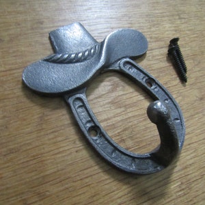 Rustic COWBOY HOOK cast iron vintage hooks pegs utility key dog leash Wild west country hanging hook Novelty hooks antique iron