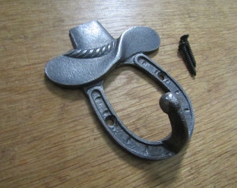 Horseshoe and Hat Hook, Rustic Cowboy or Cowgirl Hook 