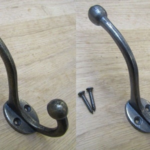 BULB TIP ornate cast iron Rustic Robe hat and coat hooks vintage old English Victorian retro pegs Antique iron/Antique brass