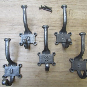 Cast iron Rustic Hat & coat hook PACK OF 5 robe hook vintage old English Victorian retro pegs Antique iron finish