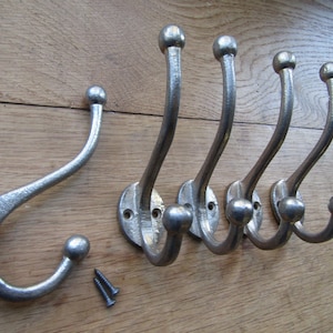 Confezione da 5 ganci per cappotti con punta a bulbo, vintage retrò, rustici, tradizionali, per cappelli e appendiabiti, ganci appendiabiti, ganci appendiabiti, vintage, inglese antico.