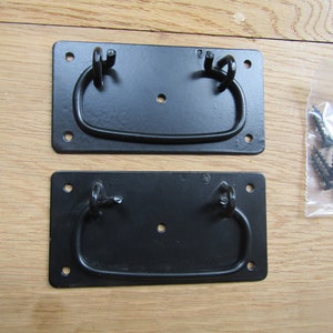 CHEST HANDLE  rustic vintage old style drop bar chest trunk lifting handle BLACK finish