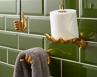 Accessoires de salle de bain NOUVEAUTÉ MAIN Pièce décorative originale et accrocheuse porte-rouleau de salle de bains/porte-serviettes/lampe