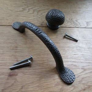 CAST IRON DIMPLED solid heavy iron rustic vintage old retro style Cabinet handle knob/cupboard/drawer pull handle