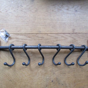 Dengofng Wall Mounted Aerospace Aluminum Kitchen Utensil Rail Rack Pot Lid Holder With S Hooks - For Hold Towel, Clothes, Kitchen Tool, Cookware, Utensil, Pots And Pans 4hooks/5hoks/6hooks Optional