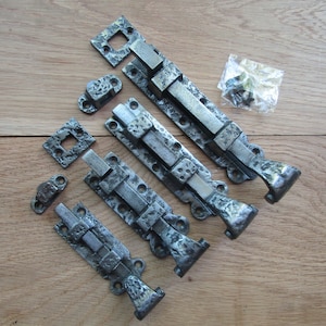 Rustic iron door bolt PEWTER Tower bolt traditional Tudor gothic vintage door slide bolt cast iron old rustic scroll lock latch bolt