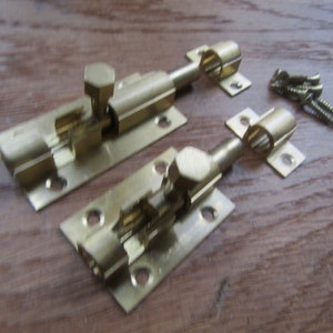 Solid brass door bolt Slide small bolt Bathroom Toilet Shed rabbit hutch Door Lock Catch Latch PACK OF 10