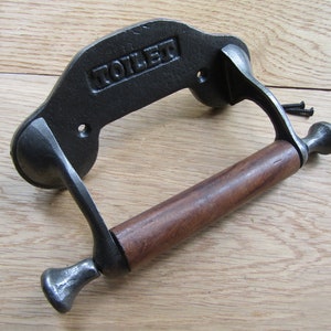 Rustic TOILET ROLL HOLDER cast iron vintage antique wc loo Lavatory roll holder Toilet embossed