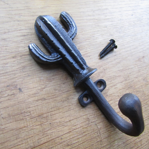 Rustic iron vintage coat hook retro CACTUS hanger pegs vintage cast iron antique iron finish