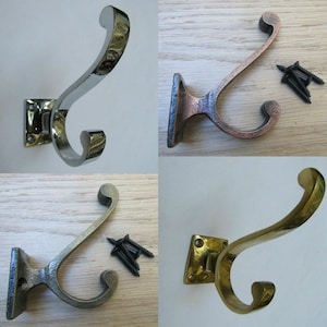 Prosty, kwadratowy, w starym stylu, rustykalny wieszak na kapelusze i płaszcze, zabytkowy, stary, angielski, wiktoriański, retro, mosiądz antyczny/miedź/czarny/żelazo/chrom