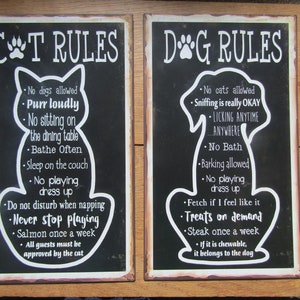 CAT DOG RULES Metal vintage retro rustic pet plaque sign plate Wall Home Art door sign plaque