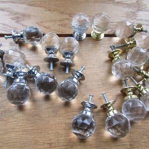 Retro cabinet knobs GLASS FACETED rustic vintage old style  furniture  cupboard drawer pull  ornate decorative upcycle restoration PK of 10