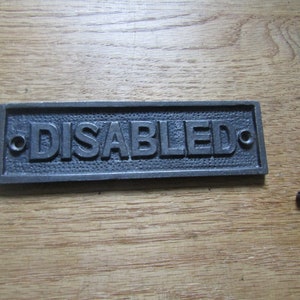 DISABLED Solid Cast iron vintage rustic plaque sign notice plate Wall door sign plaque emblem gift