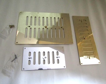 Grille D'Aération Coulissante Aluminium Style Victorien – Finition Laiton Antique – 22,5 X 8 Cm