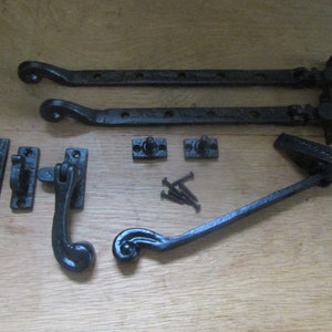 SOLID HEAD Black antique cast iron rustic vintage old English Victorian window hardware fittings stay arm fastener