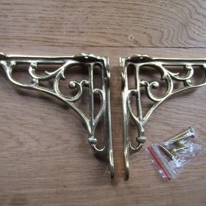 Rustic vintage Shelf brackets SOLID BRASS scaffold retro victorian Shelf Brackets shelving brackets Unlacquered Brass finish
