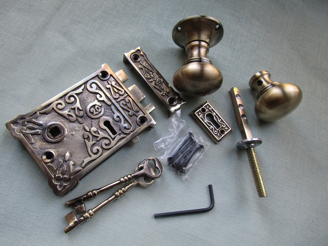 Rustic Door Rim Lock Knob Bedroom Latch Retro Vintage Old Victorian