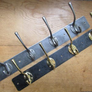 Vintage industrial Rustic metal coat hook rail rack peg hanger 4 cast iron/Brass hat & coat hooks