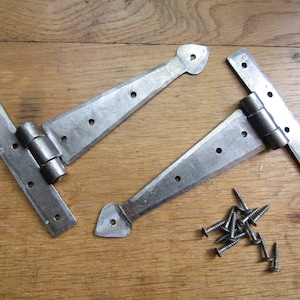 Rustic iron T hinges Hand Forged blacksmith traditional old English cottage country rustic door t hinges Strap tee hinges