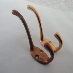 Solid brass vintage Hat & coat hook robe hook vintage old English Victorian retro pegs UNLAQUERED BRASS finish