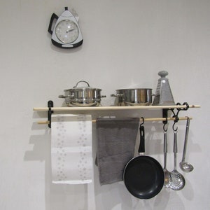 Kitchen Pantry shelf pot pan rack holder storage Hanger Vintage Traditional Country vintage rustic cottage farmhouse