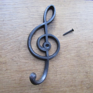 Rustic iron vintage coat hook retro MUSIC CLEF hanger pegs vintage cast iron antique iron finish