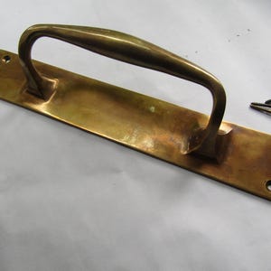 DOOR HANDLE ON Plate solid heavy Victorian old entrance door pull handle rustic vintage Barn Stable pub shop door Antique brass Unlacquered